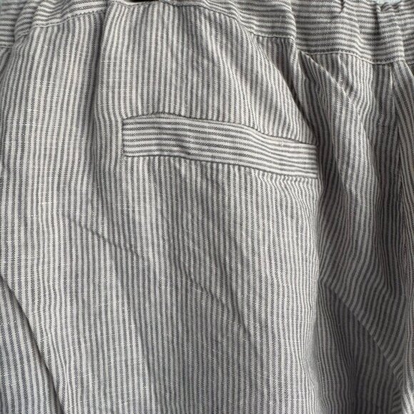 Soft Surroundings Gray Striped Wide Leg Linen Cropped Pants Size Large Lagenlook - Picture 14 of 15